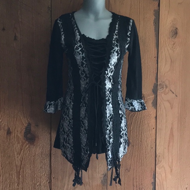 New Pretty Angel Tunic Limited Edition Blk/Silver Rare Boho Western Shabby Chic